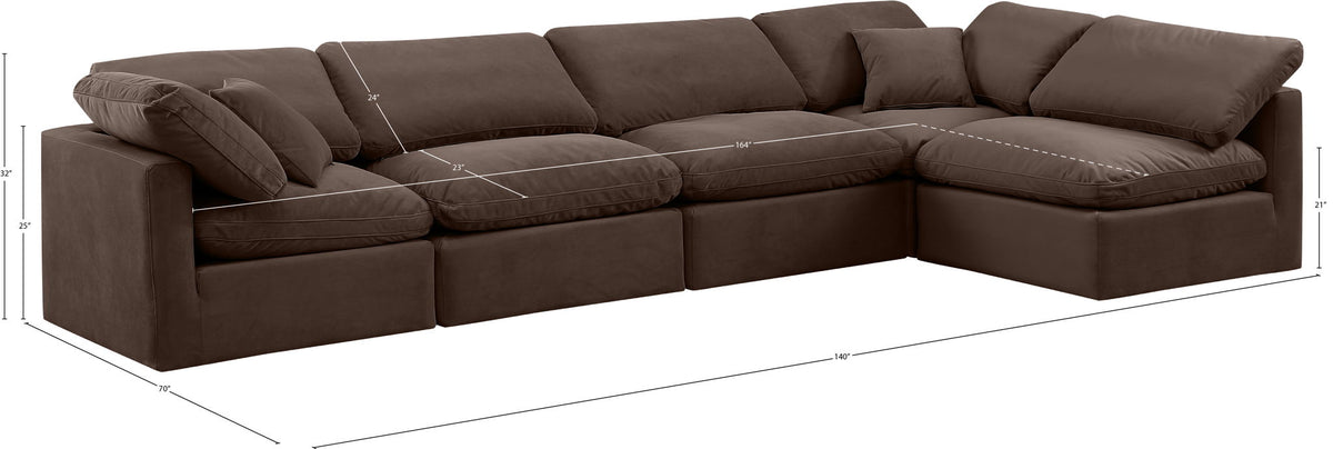 Indulge - Velvet 5 Piece Modular Sectional