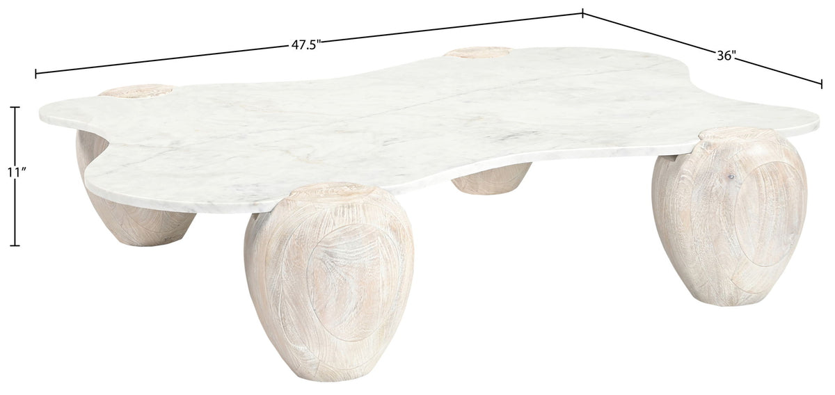 Liona - Marble And Acacia Wood Coffee Table