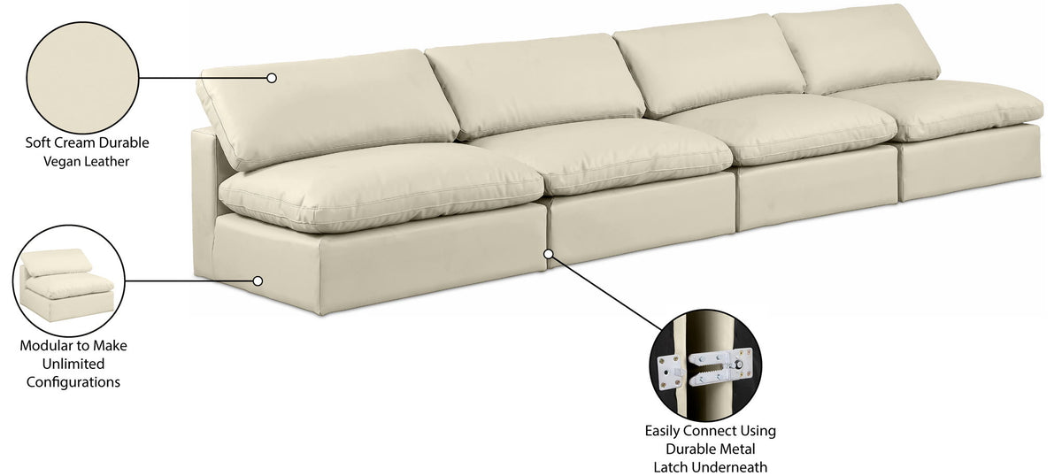 Comfy - Faux Leather Modular Armless Sofa 4 Seats