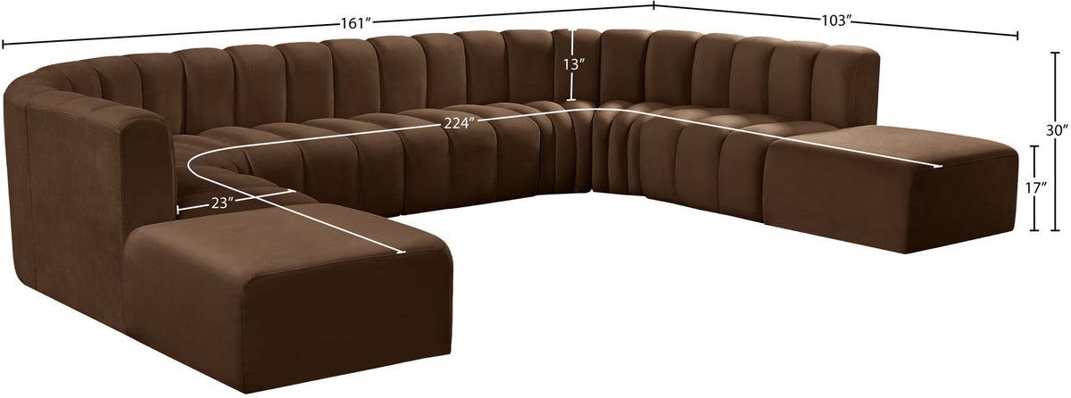 Arc - Velvet 10 Piece Modular Sofa - Brown