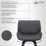 Tyler - 30" Bar Height Swivel Bar Stool With Black Frame