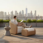 Pavilion - 2-Piece Powder Coated Metal Outdoor Conversation Set With Cushions - Boucle White / Natural