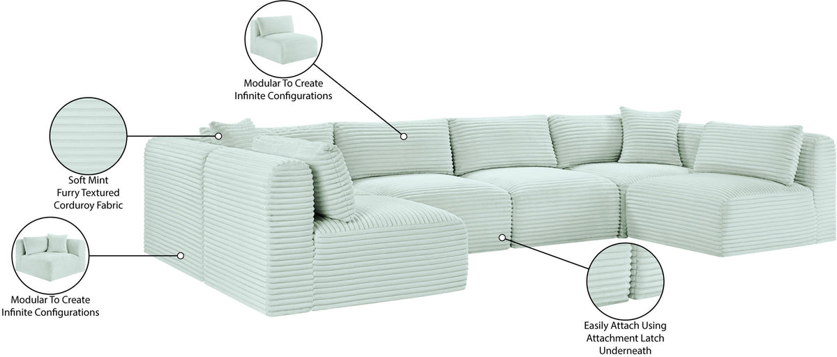 Shaggy - 6 Piece Modular U-Shaped Armless Sectional