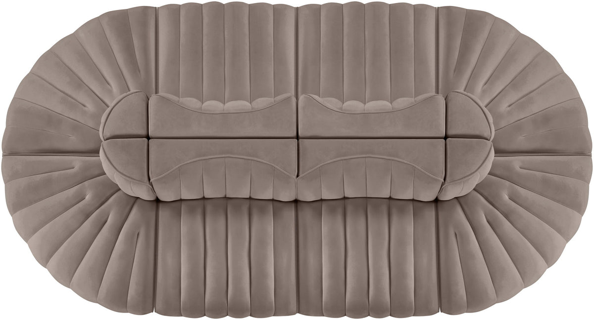 Rummi - Oval Velvet Performance Fabric Upholstered 8 Piece Modular Sectional