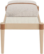 Nara - Linen Textured Fabric Upholstered Bench - Painted Natural