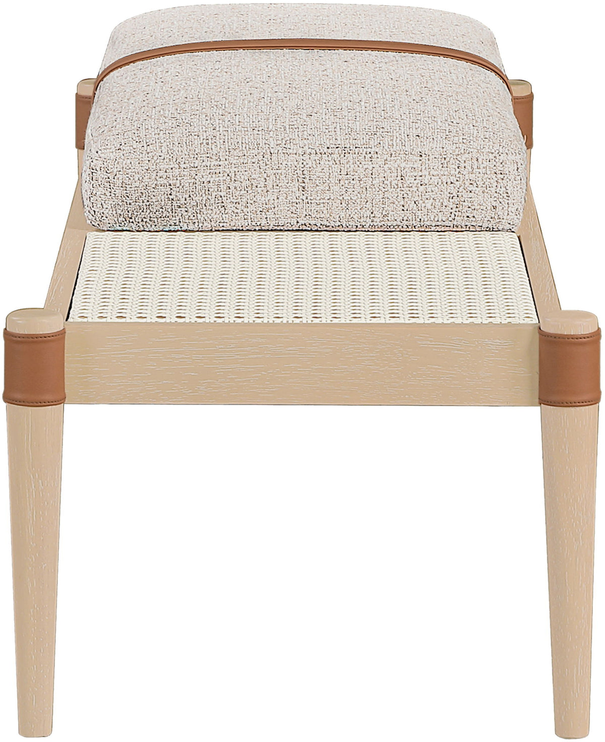 Nara - Linen Textured Fabric Upholstered Bench - Painted Natural