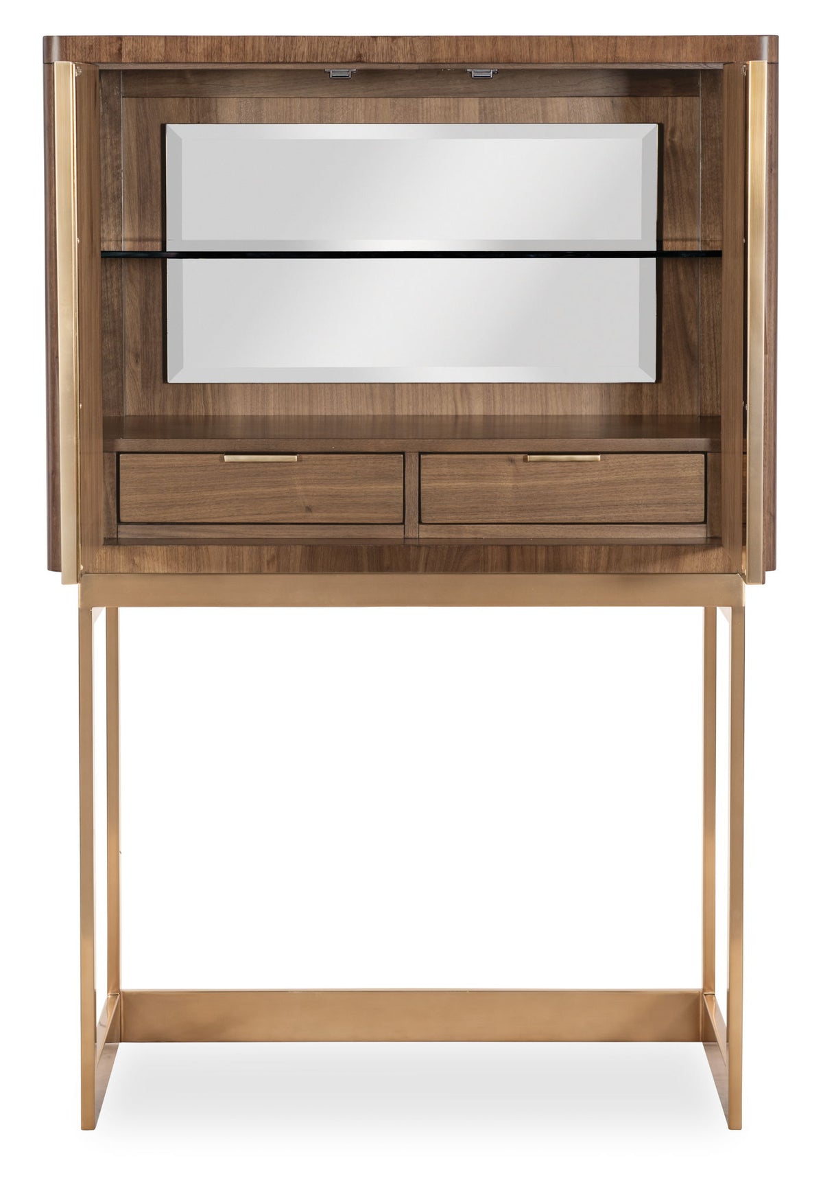 Eleana - Bar On Stand - Medium Wood / Gold
