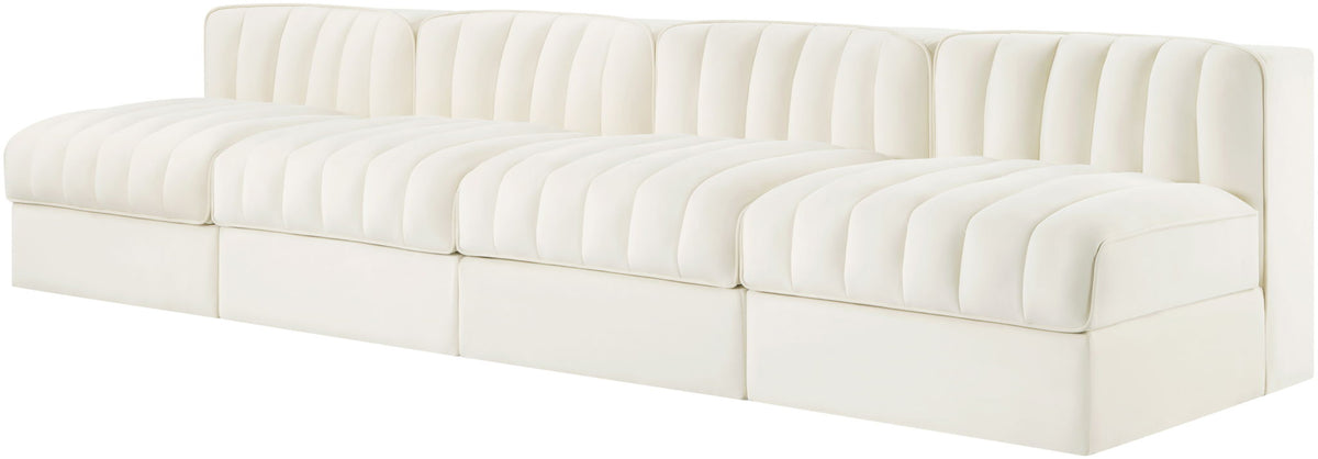 Rummi - Armless Velvet Performance Fabric Upholstered 4 Piece Modular Sofa
