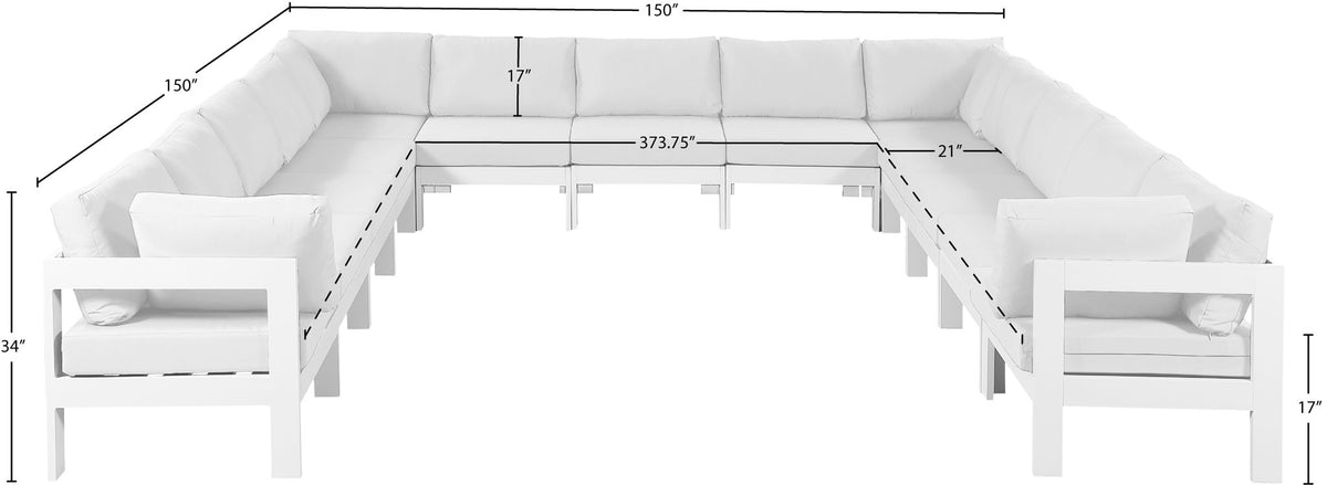 Nizuc - Outdoor Patio 13 Piece Modular Sectional With White Frame