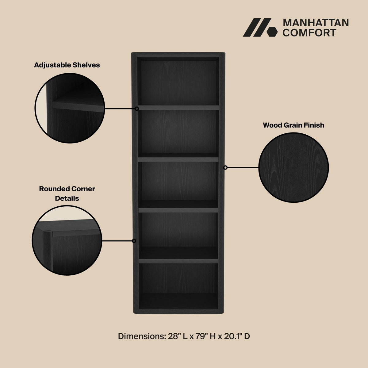 Manhattan Rivington - Open Bookcase
