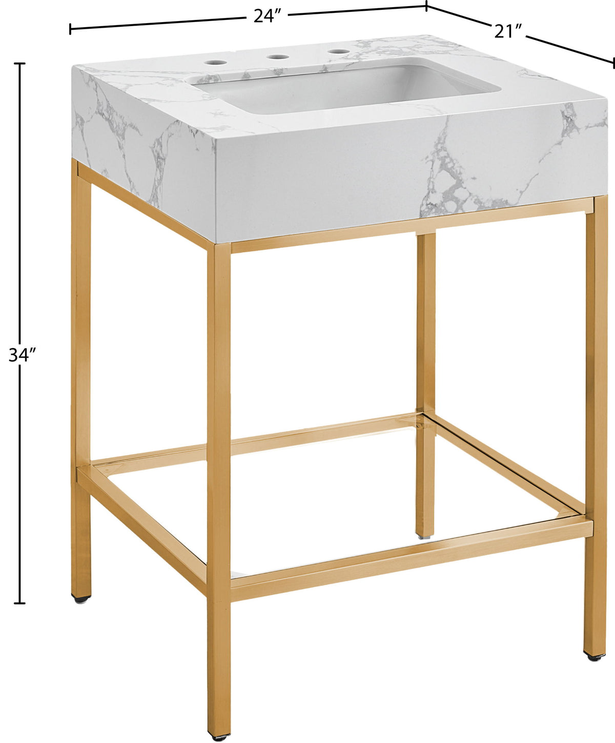 Marmo - Engineered Marble Bathroom Vanity With Gold Base