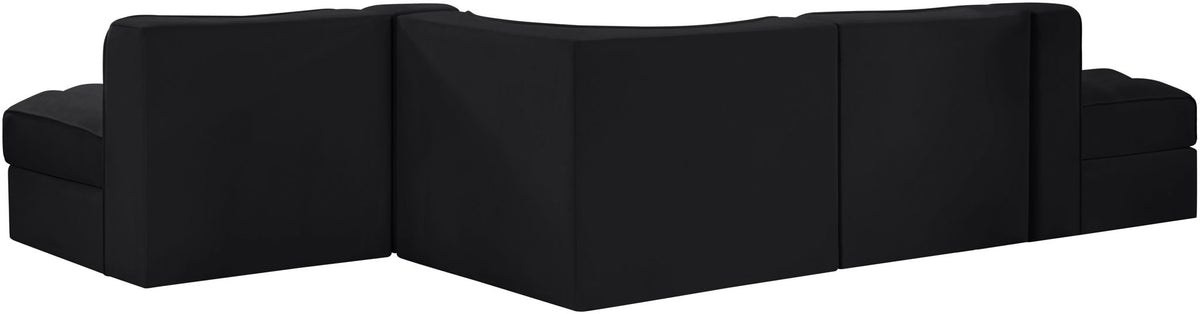Rummi - Rounded Velvet Performance Fabric Upholstered 5 Piece Modular Sectional
