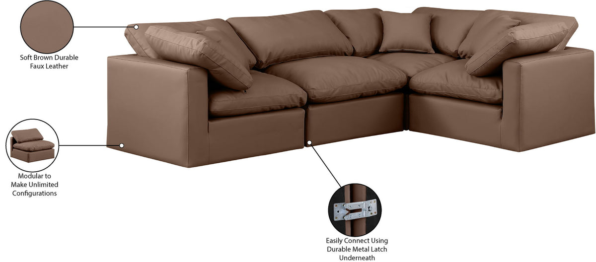 Indulge - Faux Leather 4 Piece Modular Corner Sectional
