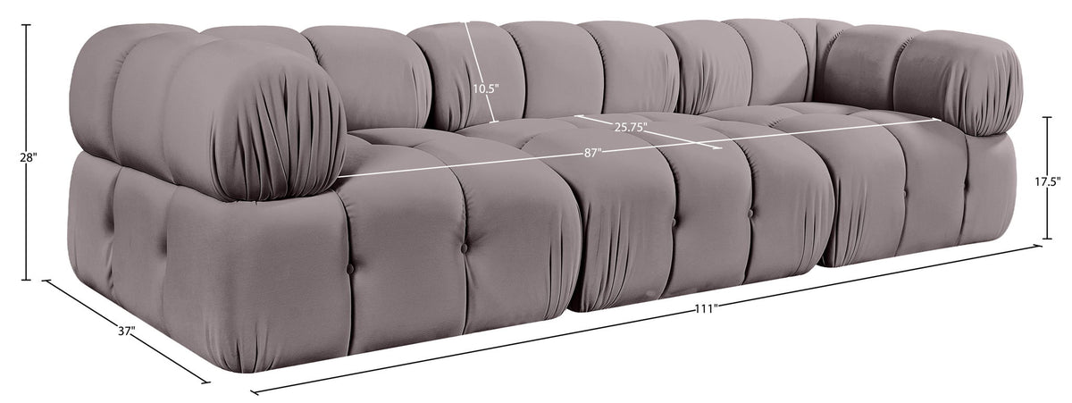 Orin - Velvet Performance Fabric Upholstered 3 Piece Modular Sofa