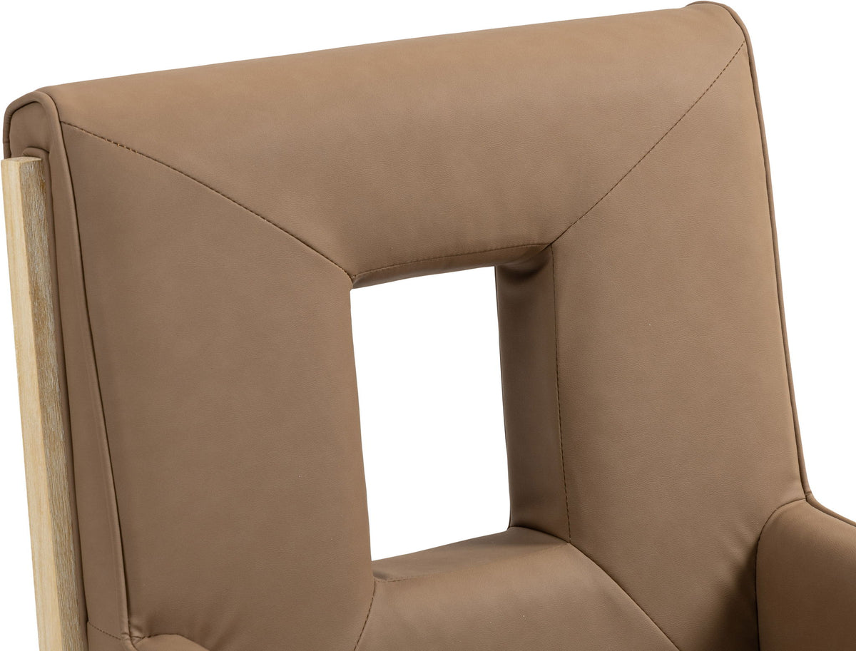 Gwendolyn - Faux Leather Dining Arm Chair With Natural Frame