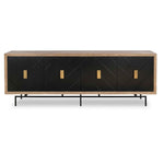 Interlace - 4 Door Cabinet - Black / Woodtone