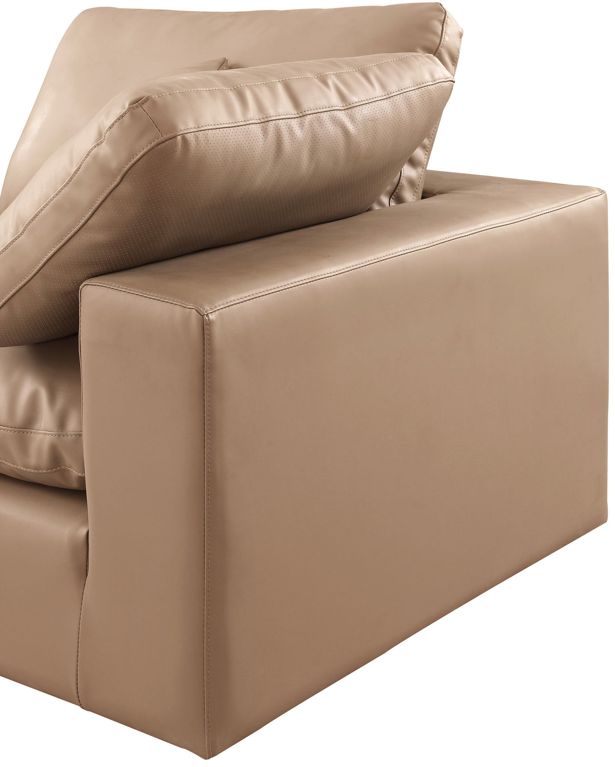 Comfy - 4 Piece Faux Leather Modular Sectional With Chaise - Tan