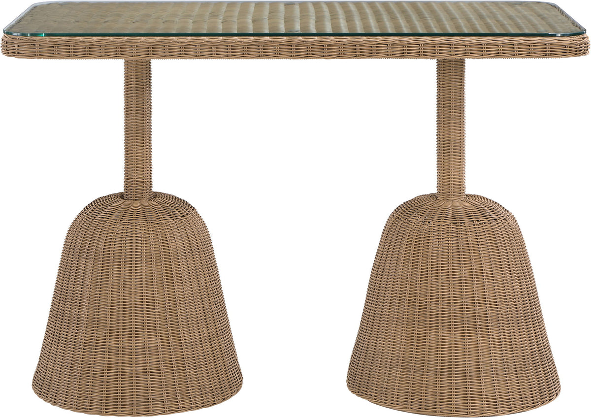 Seacrest - Tempered Glass Top And Wicker Outdoor Patio Bar Height Table
