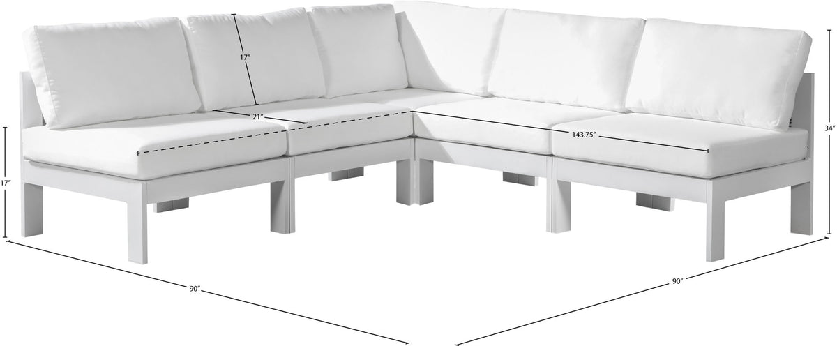 Nizuc - Outdoor Patio 5 Piece Modular Sectional With White Frame