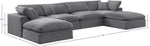Comfy - 6 Piece Velvet Modular Double Chaise Sectional