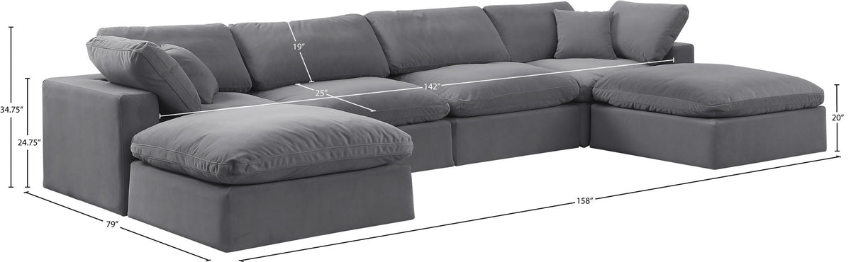 Comfy - 6 Piece Velvet Modular Double Chaise Sectional