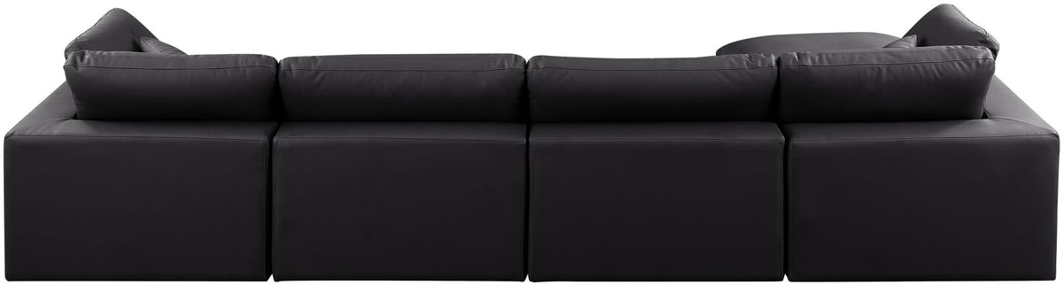 Comfy - 5 Piece Faux Leather Modular Sectional With Chaise