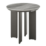 Ciela - Outdoor Round Sintered Stone Side Table With Pedestal Aluminum Base - Dark Bronze
