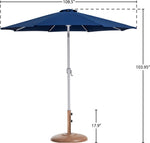 Fiji - Aluminum Patio Umbrella With Round Teak And White Base