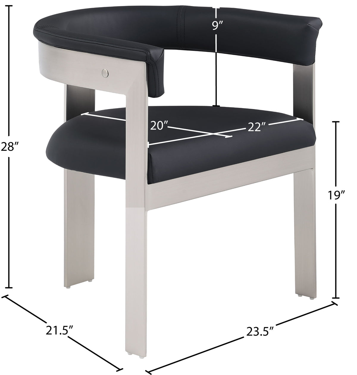 Romeo - Faux Leather Dining Chair With Silver Base (Set of 2)