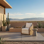 Pavilion - Rattan And Metal Outdoor Lounge Chair With Cushions - Boucle White / Natural