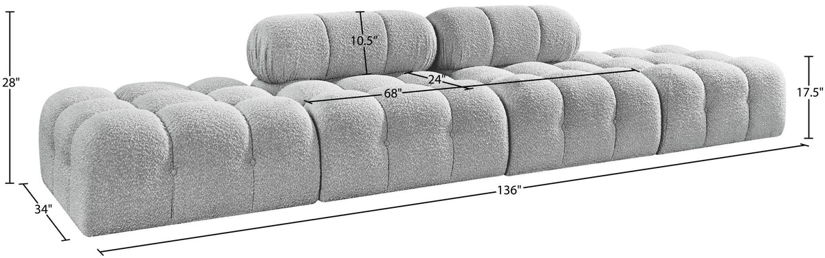 Ames - 4 Piece Boucle Upholstered Modular Sofa With 2 Backless Seats