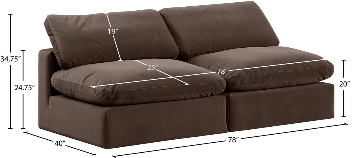 Comfy - Velvet Modular Armless Sofa 2 Seats
