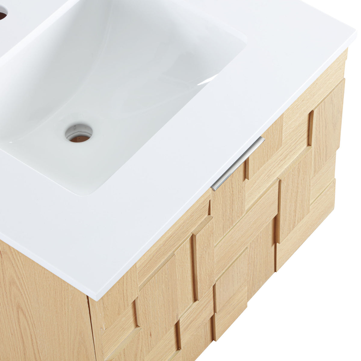 Leonardo - Engineered Stone And Solid Wood 24" Wall Mounted Bathroom Vanity