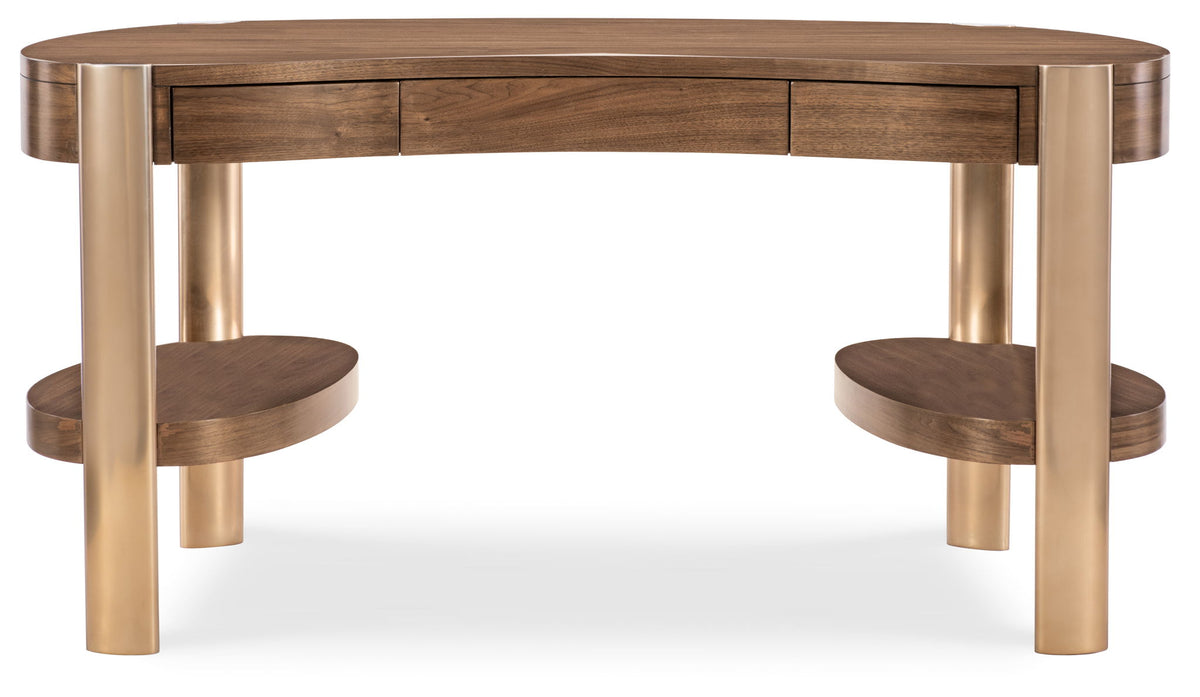 Eleana - Writing Desk - Medium Wood / Gold