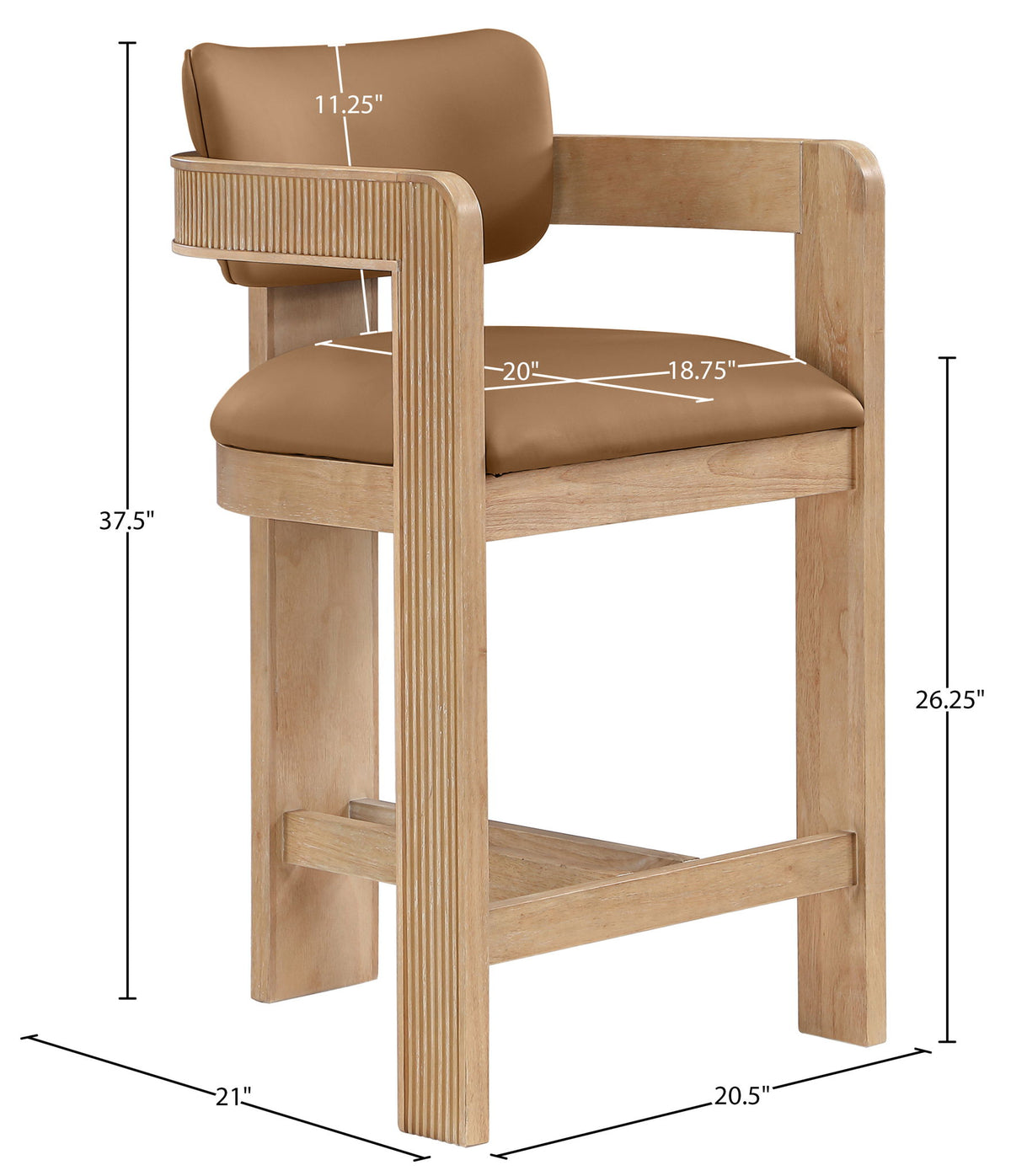 Sacha - Vegan Leather Upholstered Counter Stool With Natural Base
