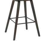 Fox - Bar Height Curved Back Wood Bar Stool With Faux Leather Seat