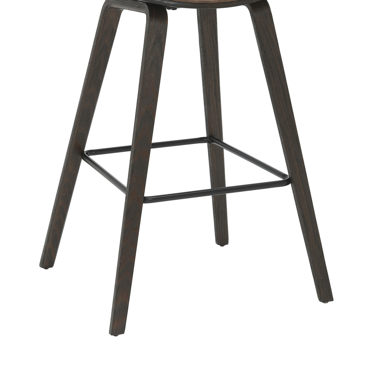 Fox - Bar Height Curved Back Wood Bar Stool With Faux Leather Seat