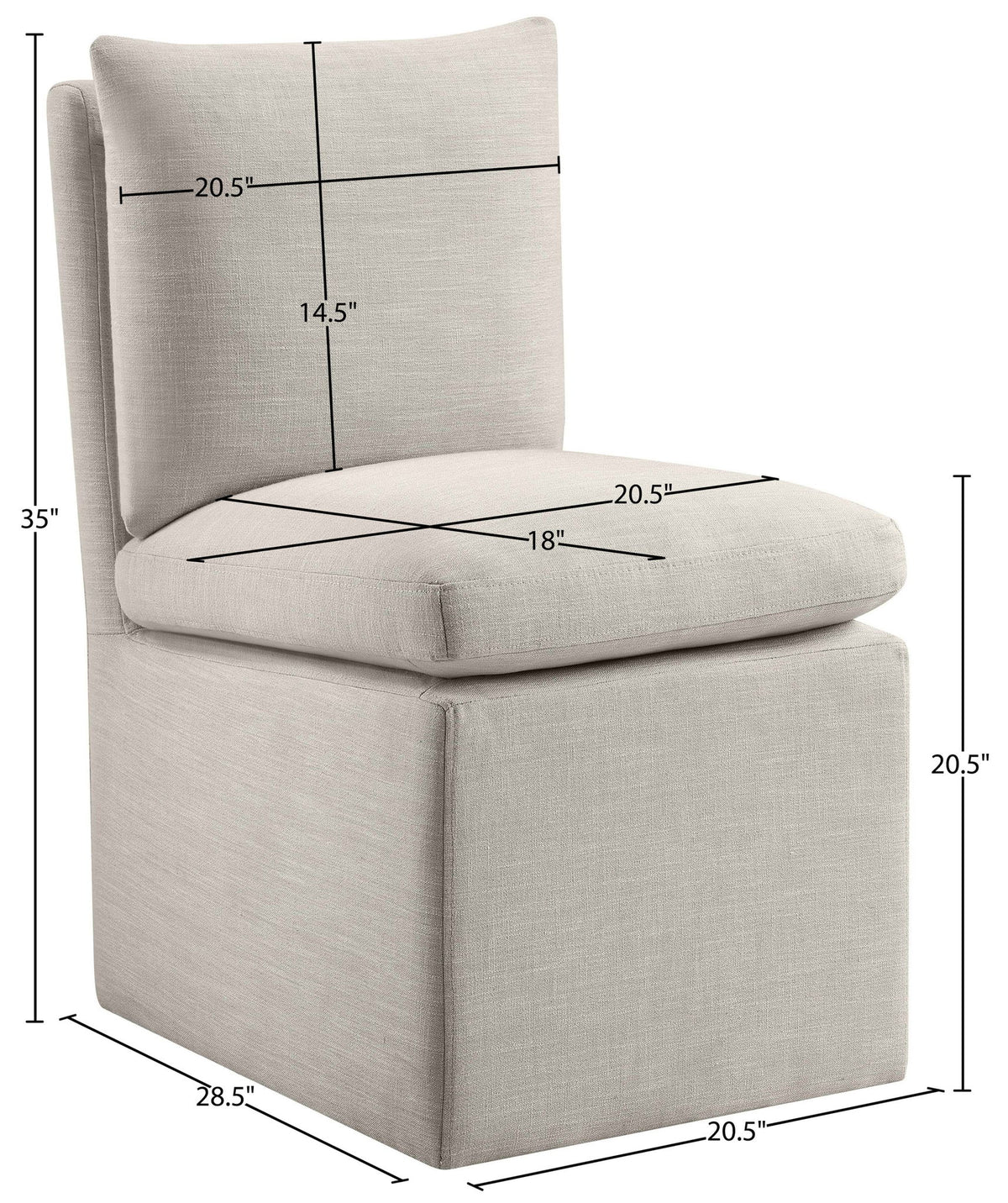 Nelori - Linen Textured Performance Fabric Upholstered Dining Chair (Set of 2)