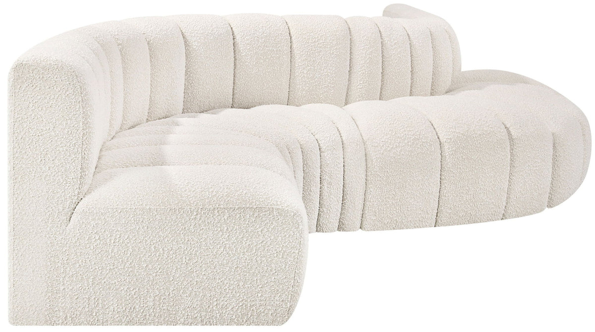 Arc - Boucle Fabric 6 Piece Curved Modular Sofa