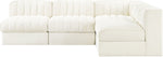 Rummi - Armless Velvet Performance Fabric Upholstered 4 Piece Modular Sectional