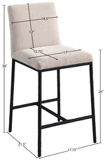 Reeves - Chenille Fabric Upholstered Counter Stool (Set of 2) - Black Base
