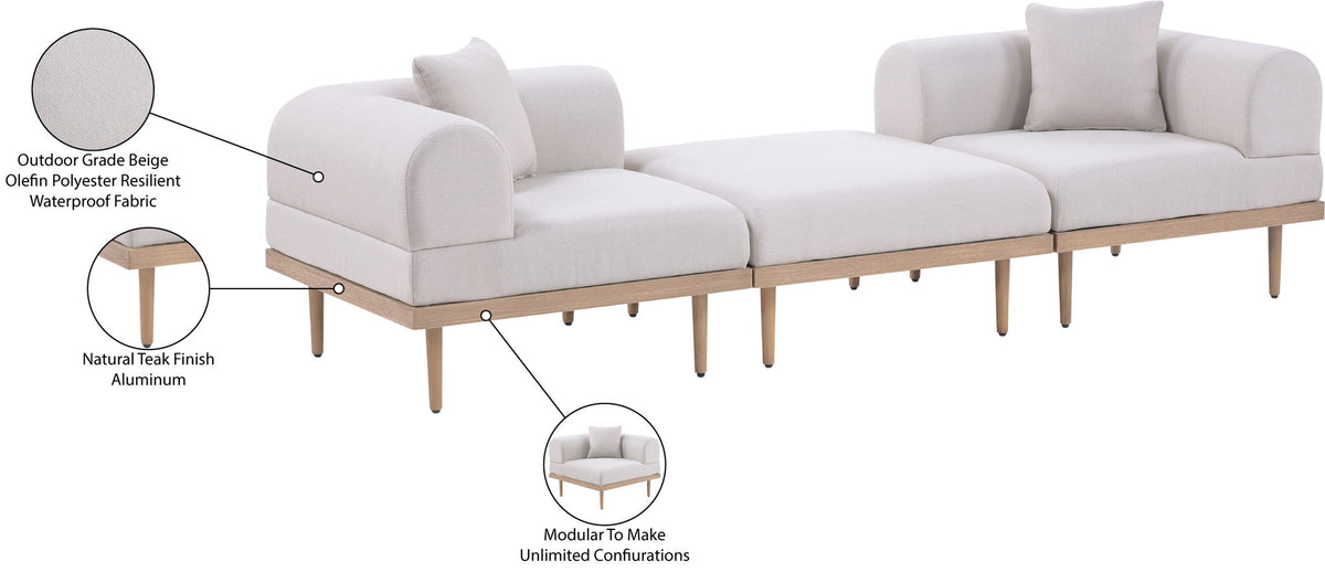 Laguna - 3 Piece 106.5" Outdoor Patio Modular Sofa With Backless Seat