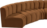 Arc - Velvet 6 Piece U-Shaped Modular Sofa - Saddle