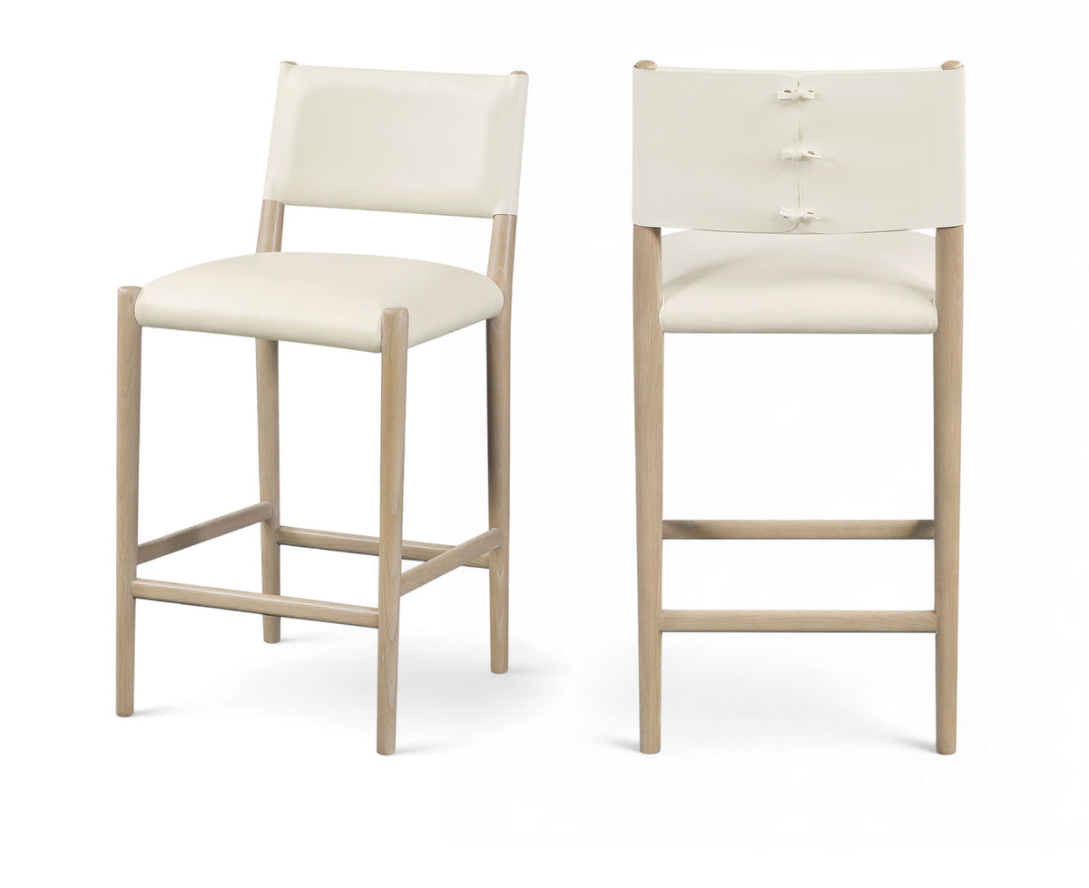 Andie - Vegan Leather Upholstered Counter Stool - Natural Base