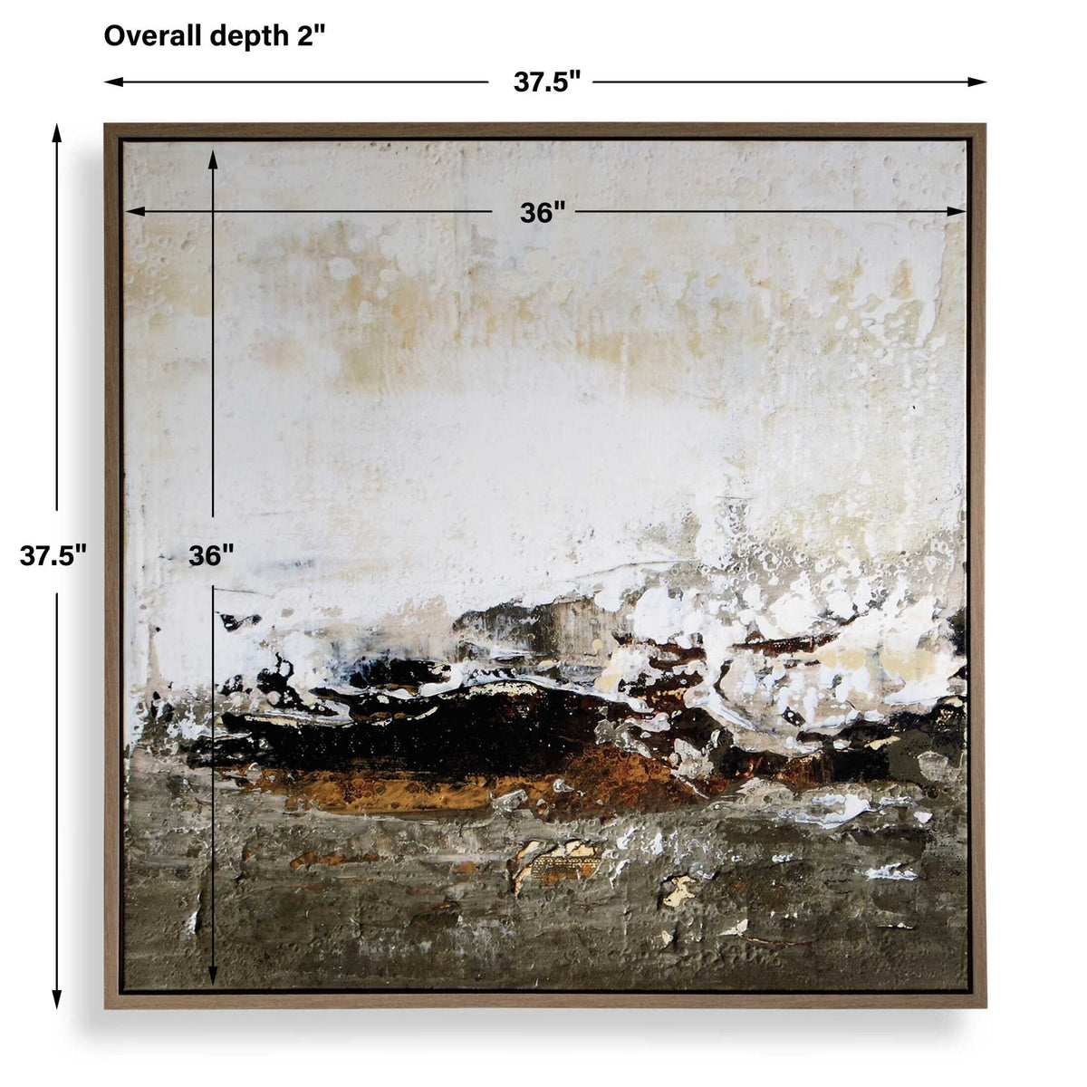 The Other Side - Framed Abstract Art - Black / Brown / Gray / Green / Orange / White / Yellow