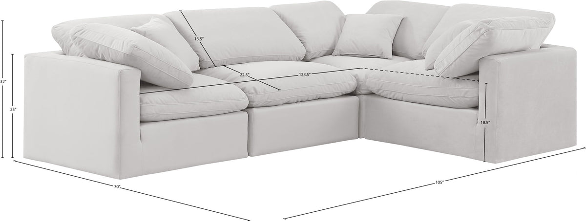 Indulge - Velvet 4 Piece Modular Corner Sectional