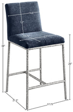 Reeves - Chenille Fabric Upholstered Counter Stool (Set of 2) - Silver Base
