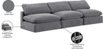 Comfy - Velvet Modular Armless Sofa 3 Seats