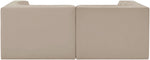 Rummi - Velvet Performance Fabric Upholstered 2 Piece Modular Loveseat