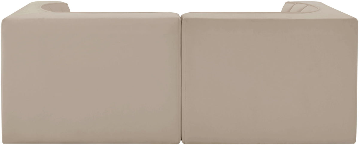 Rummi - Velvet Performance Fabric Upholstered 2 Piece Modular Loveseat